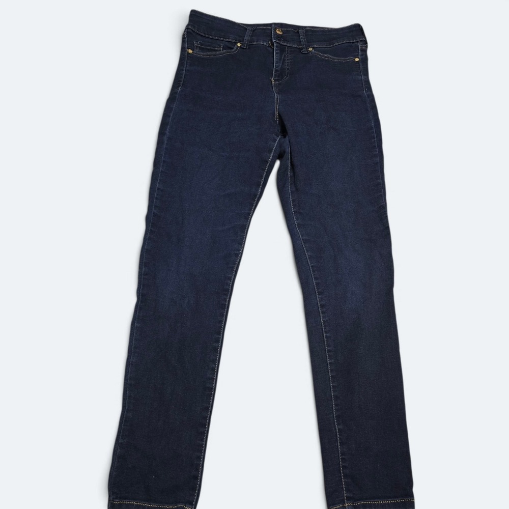Anne Klein Womens High Rise Skinny Jeans Dark Indigo Blue Denim Size 10